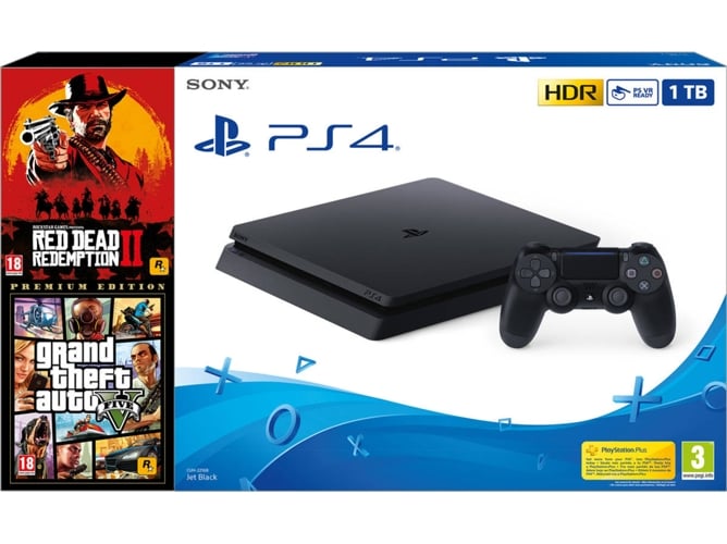 Consola PS4 Slim + RDR2 + GTA V (1 TB)
