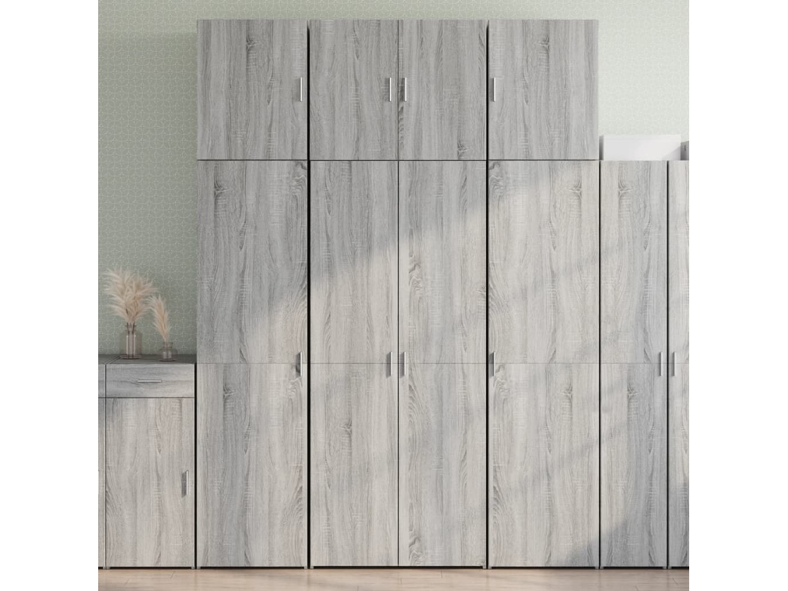 Aparador Alto | Mueble De Comedor | Buffet Alto Madera De Ingeniería Gris Sonoma 80x42,5x249 Cm Wsd16902