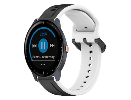 Correa Smartwatch para Garmin Vivoactive3 Music 20mm Bucle Convexo Silicona Bicolor (Negro + Blanco)