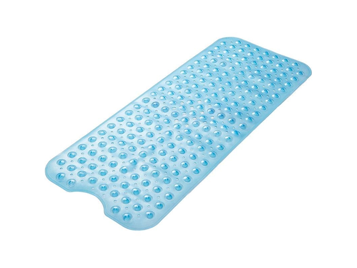 Alfombrilla De Baño Antideslizante, 40 X 16 Pulgadas, Con Ventosas Y Orificios De Drenaje, Azul Claro.