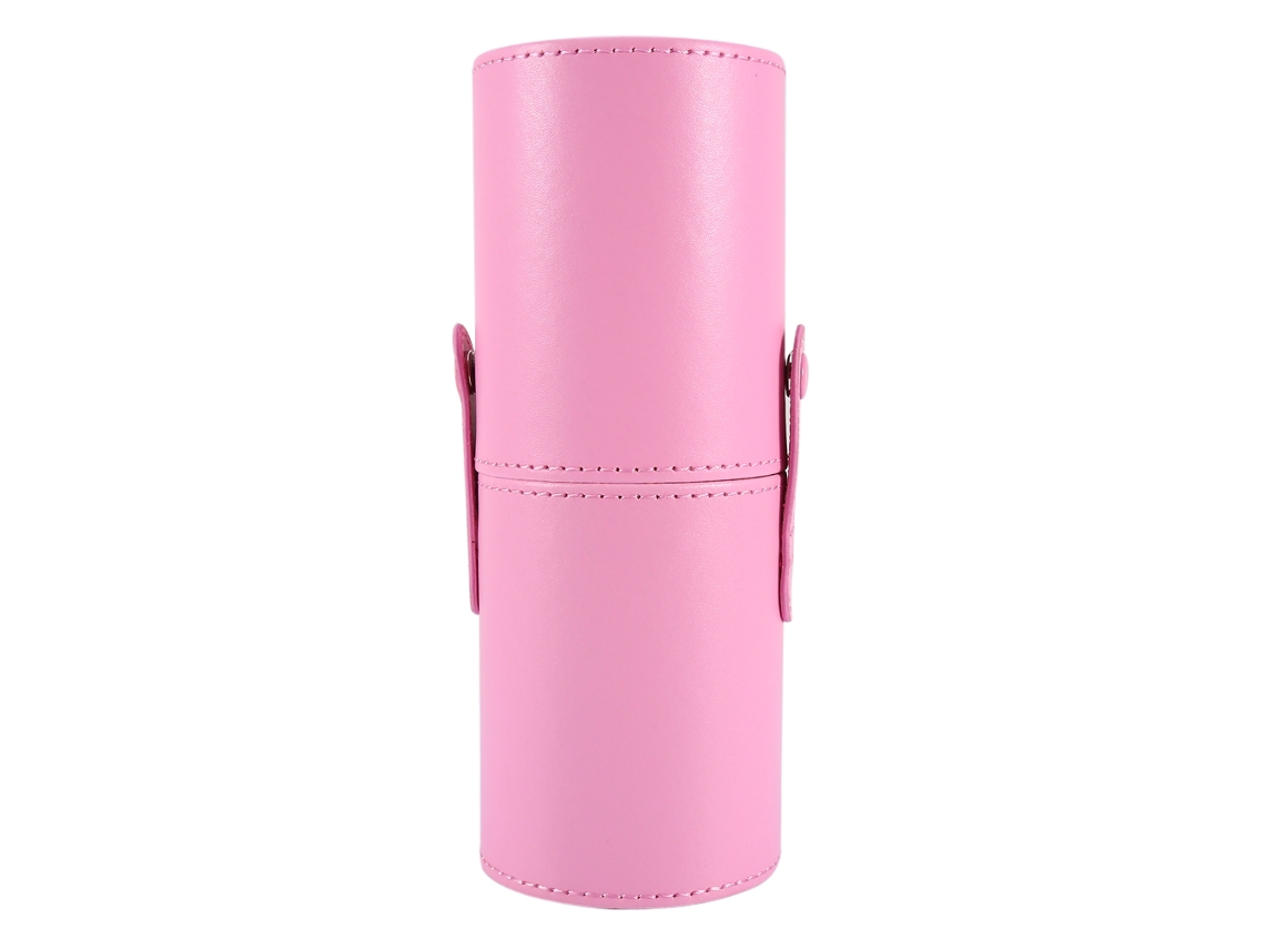 Caja De Cuero Pu Rosa Para Guardar Pinceles De Maquillaje Portátil Y Redonda Vante