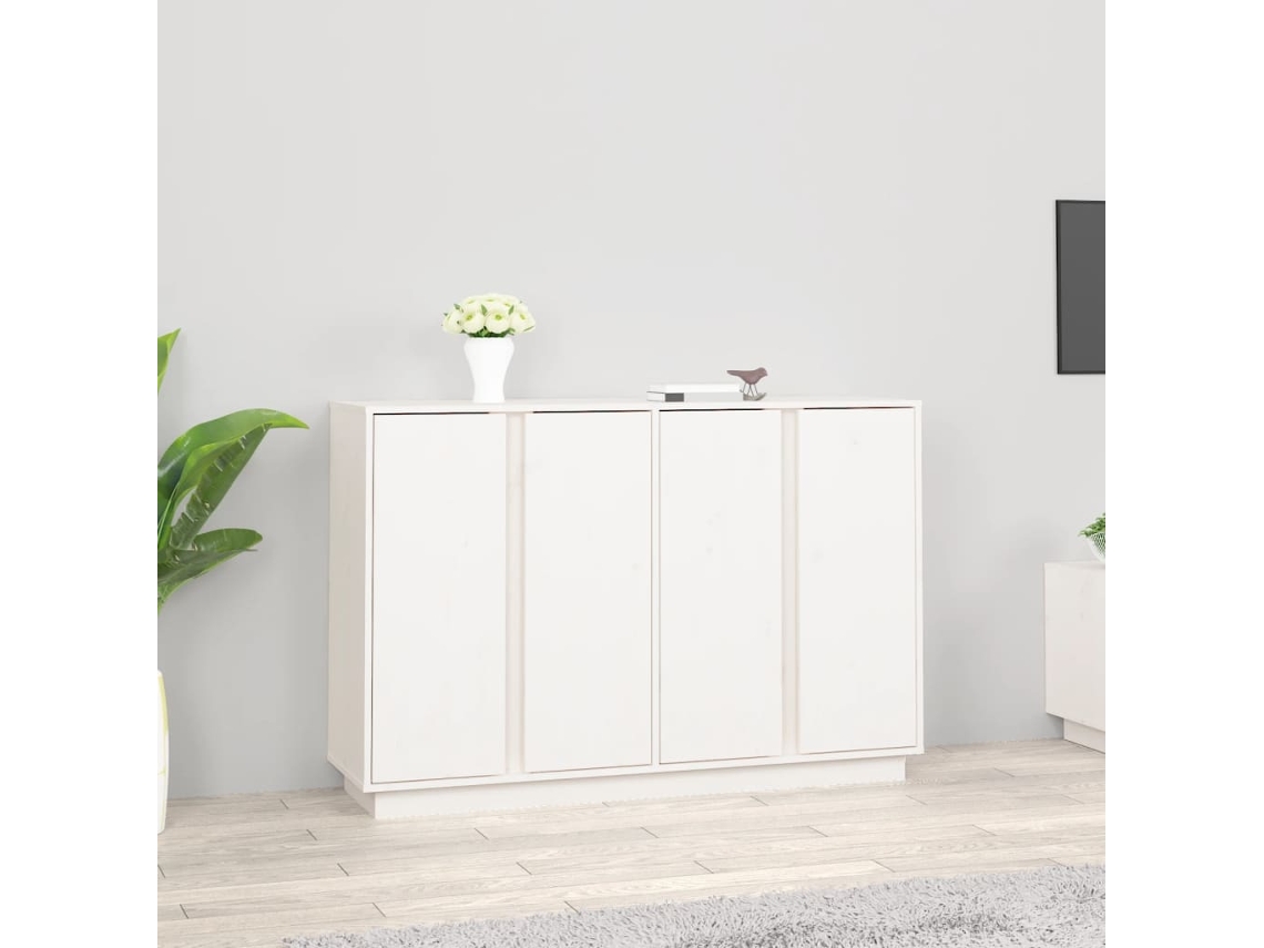 Aparador | Aparador De Comedor | Armario De Cocina De Madera Maciza De Pino Blanco 120x35x80 Cm