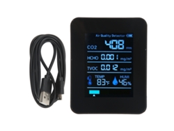 Detector portátil de calidad del aire 5 en 1: CO2, COVT, HCHO, temperatura, humedad.