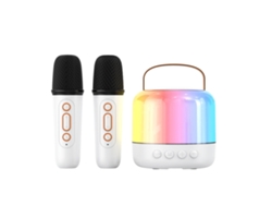 Altavoces De Mini Máquina De Karaoke Infantil, Estéreo Bluetooth Con 2 Micrófonos Inalámbricos, Adecuado Para Regalo De Niña Y Niño, Blanco Gusshious