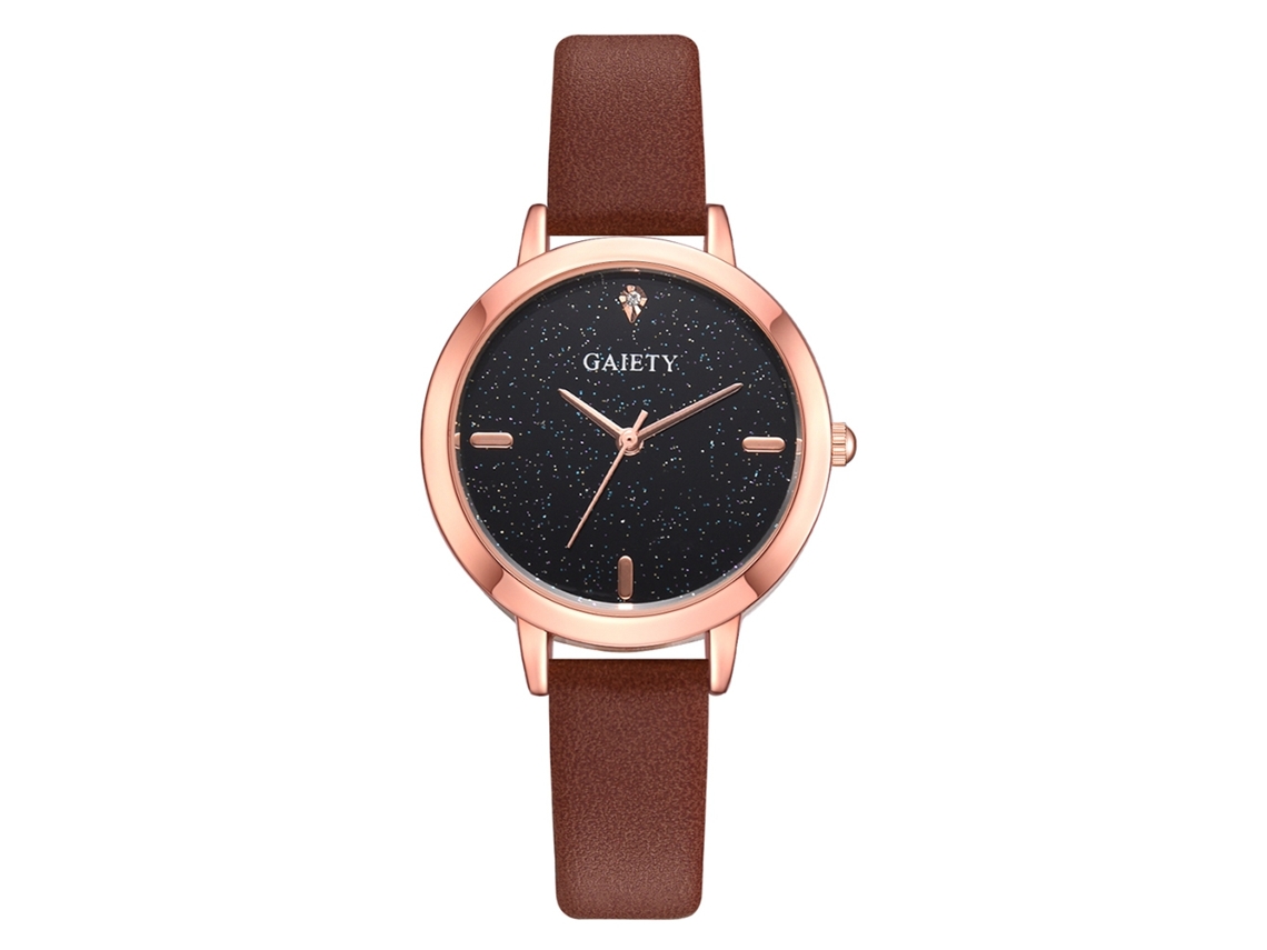 Reloj De Pulsera De Cuarzo Sencillo E Informal Para Mujer Gaiety Con Correa De Pu Marrón.