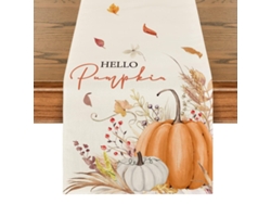 Camino de mesa con flores y hojas de calabaza, decoración otoñal para cocina NEVEANCE