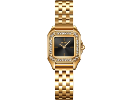 VEANXIN Relojes de pulsera de diamantes para mujer con pulsera de acero inoxidable cuadrado pequeño-oro rosa