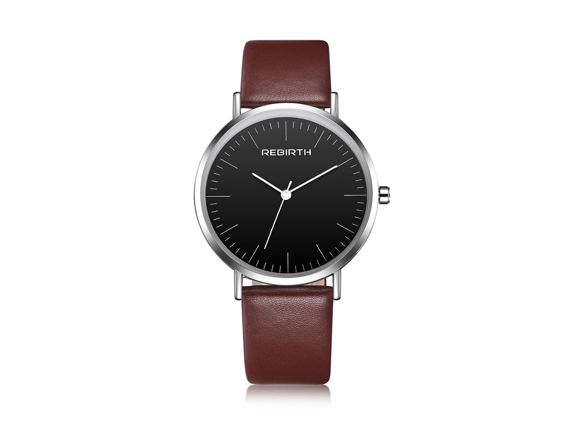 Reloj De Pulsera Casual De Cuarzo Con Correa De Cuero Pu Redondo Para Hombre Y Mujer (café Oscuro)