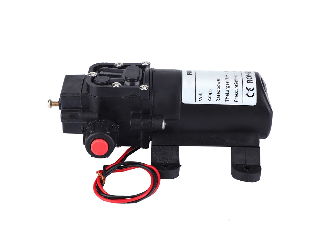 Bomba de agua de diafragma autocebante con doble rosca, 24V 70W, ideal para una succión eficiente en sistemas hidráulicos.