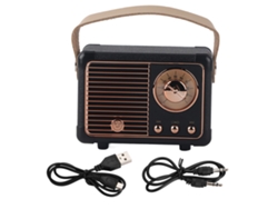 Mini Altavoz Portátil Inalámbrico Bluetooth Retro Con Subwoofer Y Reproductor De Música (negro)