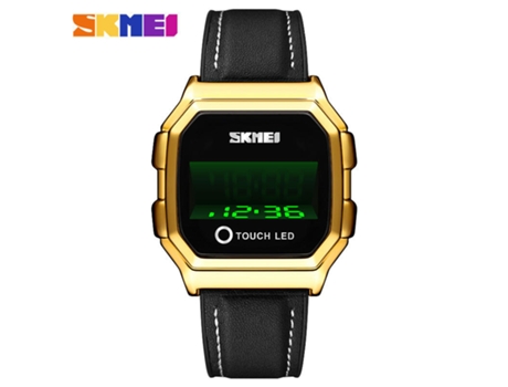 Relojes deportivos digitales Reloj de pantalla táctil con relojes de pulsera electrónicos para hombres-Carcasa dorada - Cinturón negro LUUCOZK