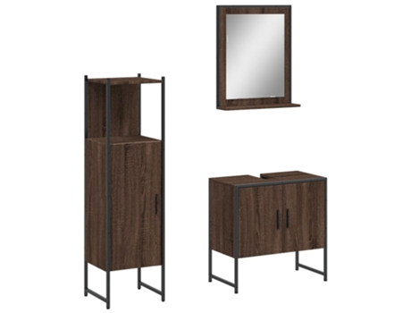 Conjunto 3 de muebles de baño VIDAXL madera contrachapada roble marrón