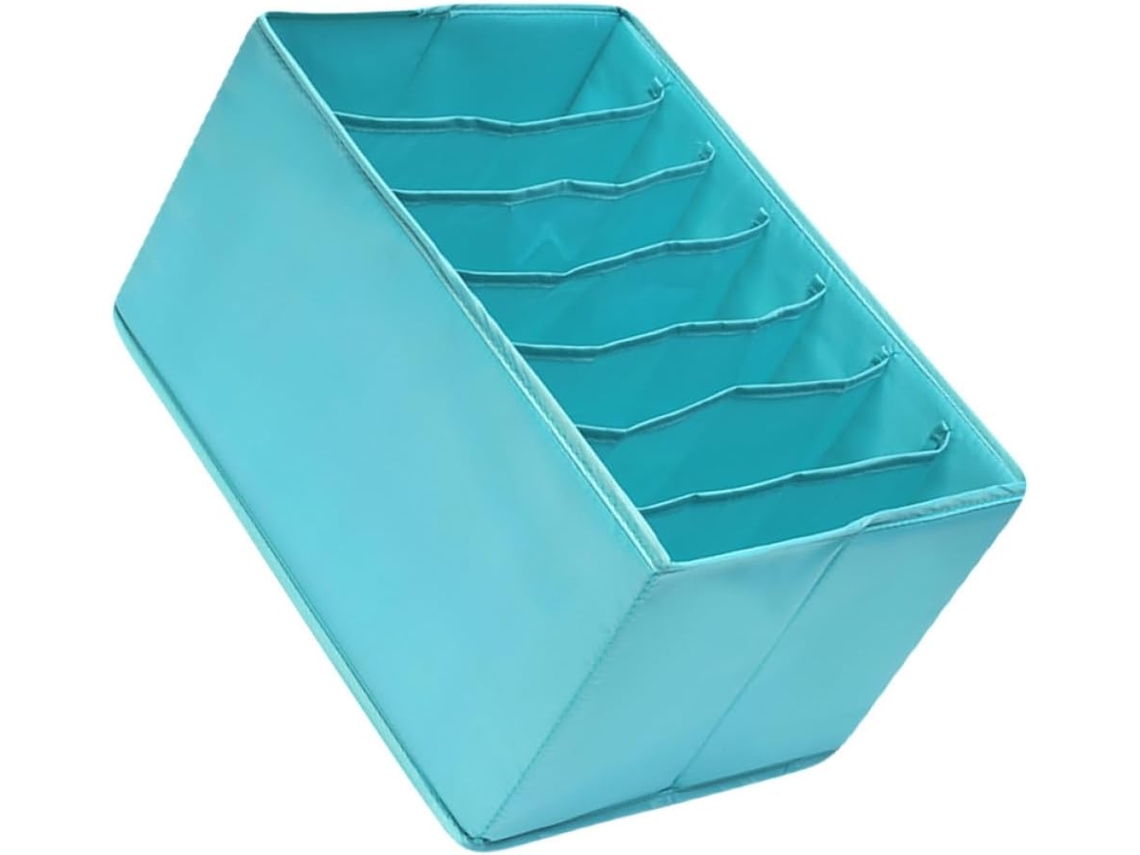 Almacenamiento 7 Compartimentos Fácil Lavar Interior Poliéster Ahorra Espacio Organizar Cajones Caja Ropa Azul