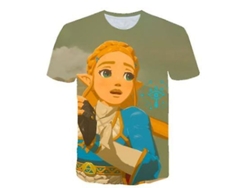 Camisetas De Manga Curta Para Meninos E Meninas Com Estampa 3d Zelda Cartoon Anime, Nova Chegada, 6 Cores