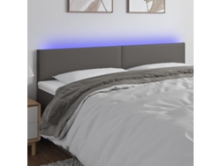 Cabecero Con Led Cuero Sintético Gris 160x5x78/88 Cm