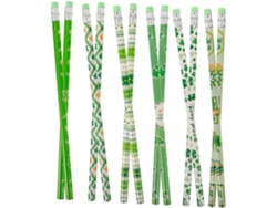 Lápices De Madera Del Día De San Patricio, 48 Piezas, 24 Lápices Decorados Con Tréboles, 24 Gomas De Borrar Surtidas, Para Dibujo.