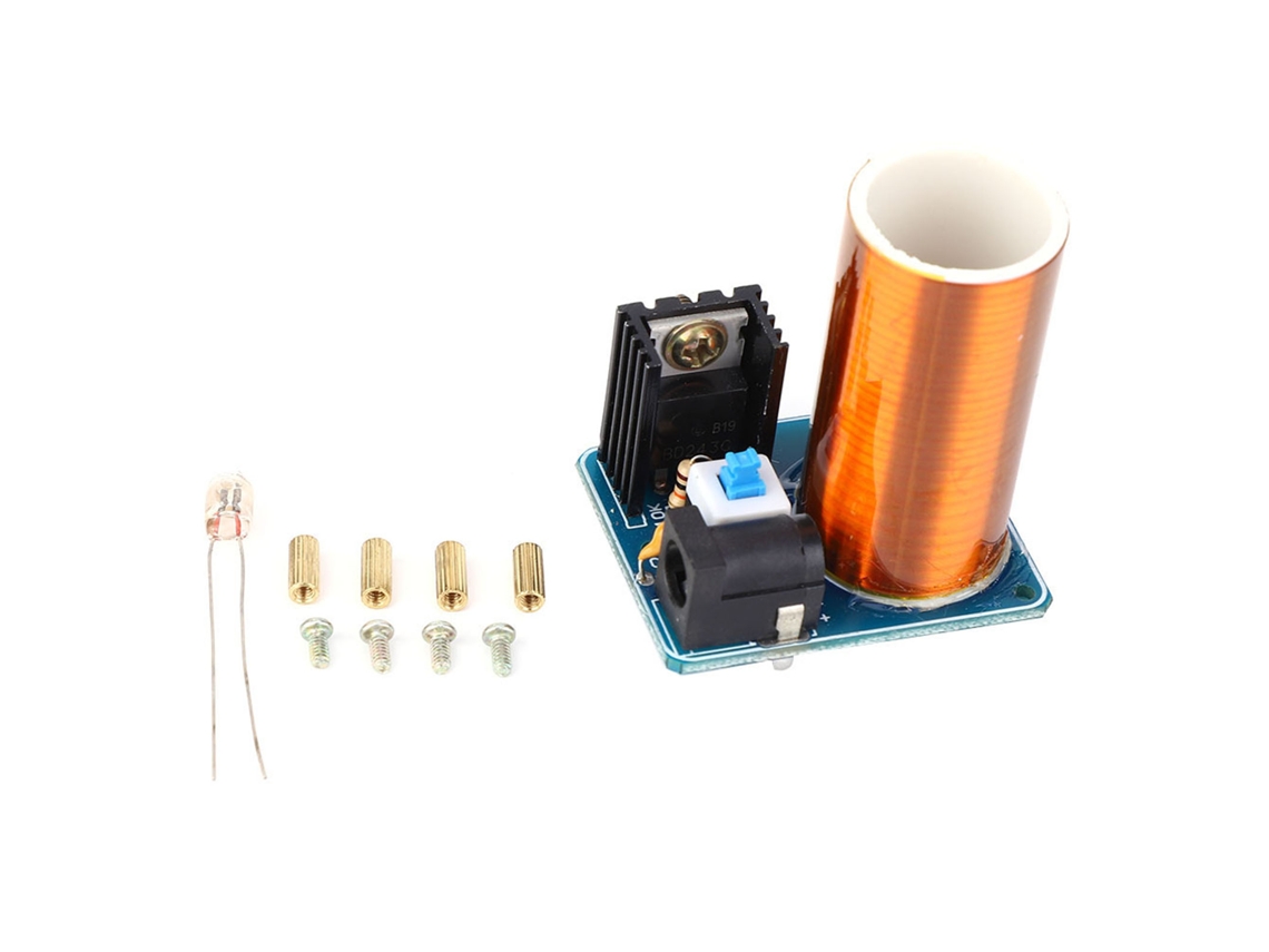 Kit De Bricolaje Bobina De Tesla Mini Módulo Led Control Remoto Spark Completo Dc12v