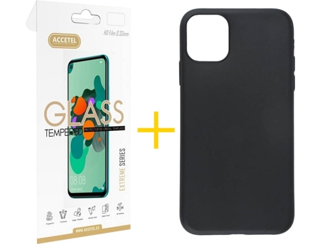 Kit Carcasa y Protector 1 X iPhone 11 Pro Skyhe Silicone Negro