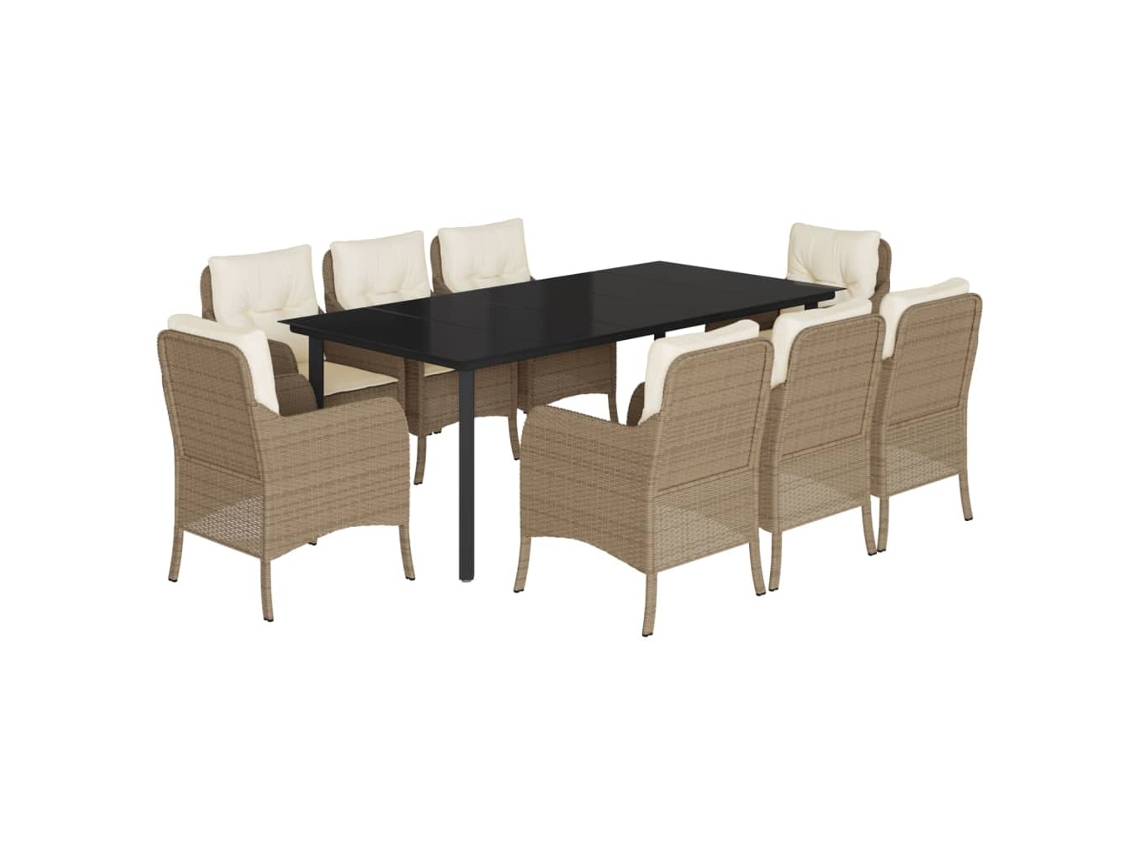 Maison Exclusive - Set Comedor De Jardín 9 Pzas Con Cojines Ratán Sintético Beige