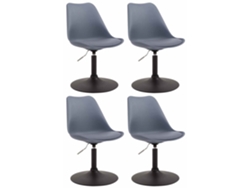 Juego de 4 sillas de comedor de plástico CLP Maverick gris/negro