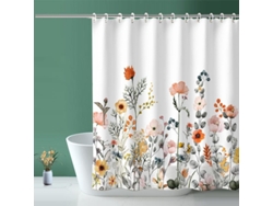 2026-cortina De Ducha Floral Linjou Blanca De Tela Con 12 Ganchos, Para Baño (180x180cm)