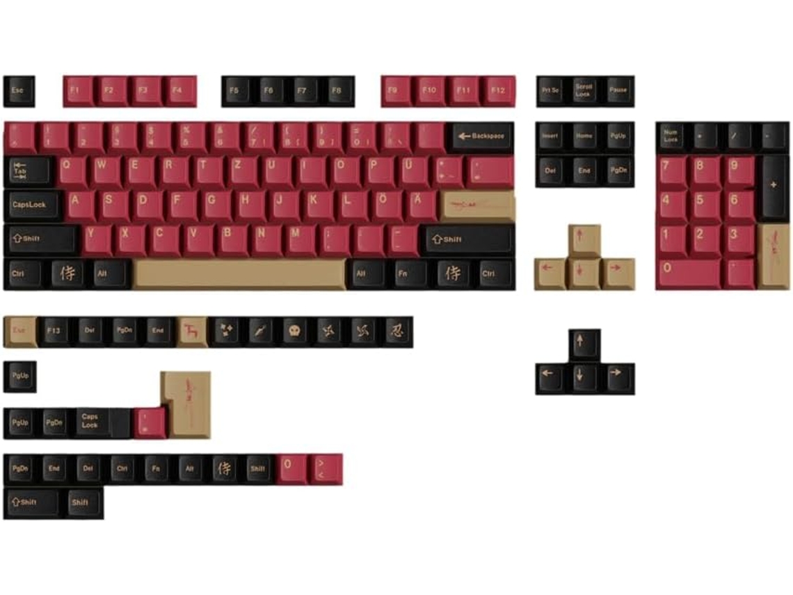 Teclas Pbt Cherry Profile Red Samurai Juego Grande De Teclas Español