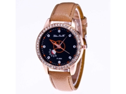 Reloj de pulsera de cuarzo con diamantes de imitación, par unisex, Zhoulianfa (beige)