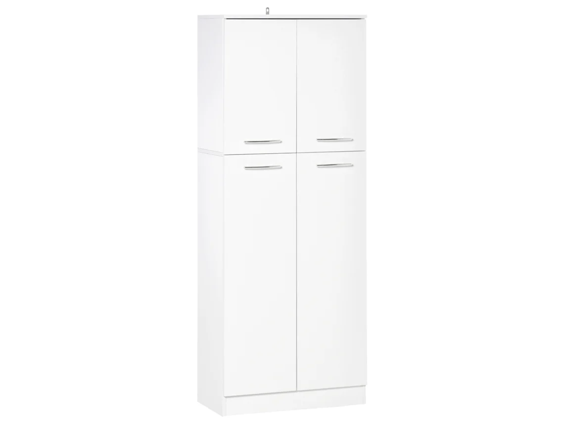 Guarda roupa Multifuncional de 4 Portas com Prateleiras Ajustáveis em Mdf, 59x31x155cm, Branco ZENCORE SERVICES