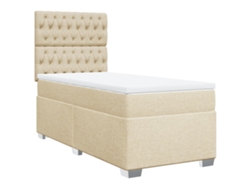 Maison Exclusive - Cama Box Spring Con Colchón Tela Color Crema 90x200 Cm