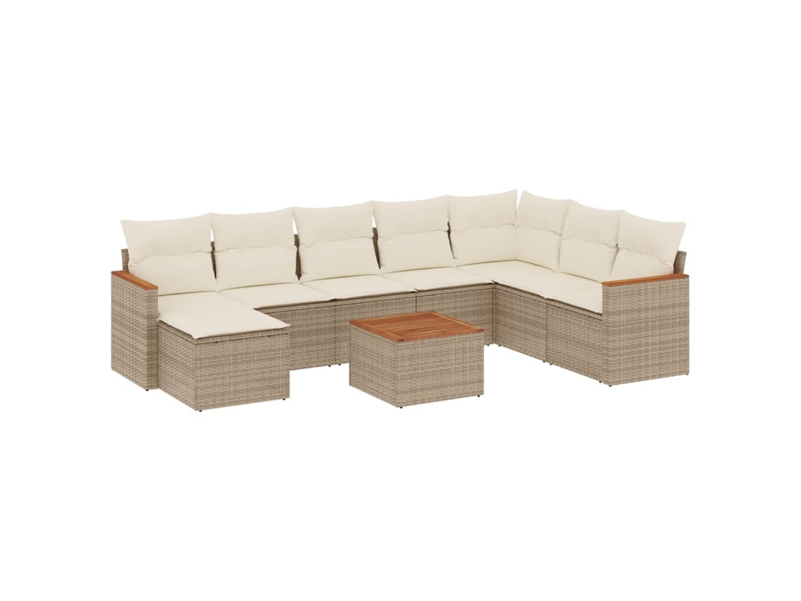 Conjunto 9 de sofás de jardín VIDAXL con cojines ratán sintético beige