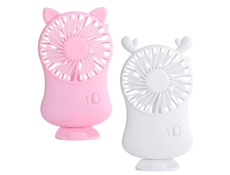 Ventilador portátil de 2 piezas Mini ventilador de mesa Ventilador de mano silencioso 3 velocidades Cable de bolsillo USB ajustable Blanco Rojo BIS...