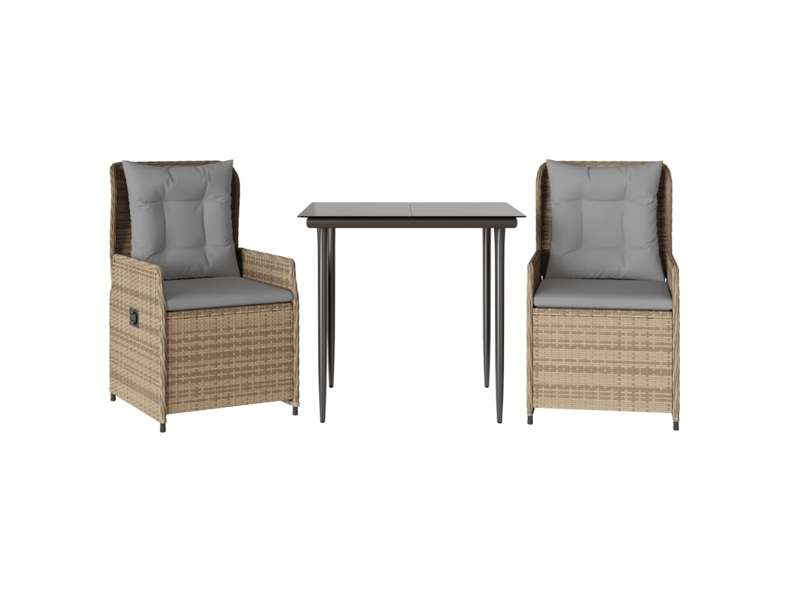Maison Exclusive - Set Comedor De Jardín 3 Pzas Con Cojines Ratán Sintético Beige