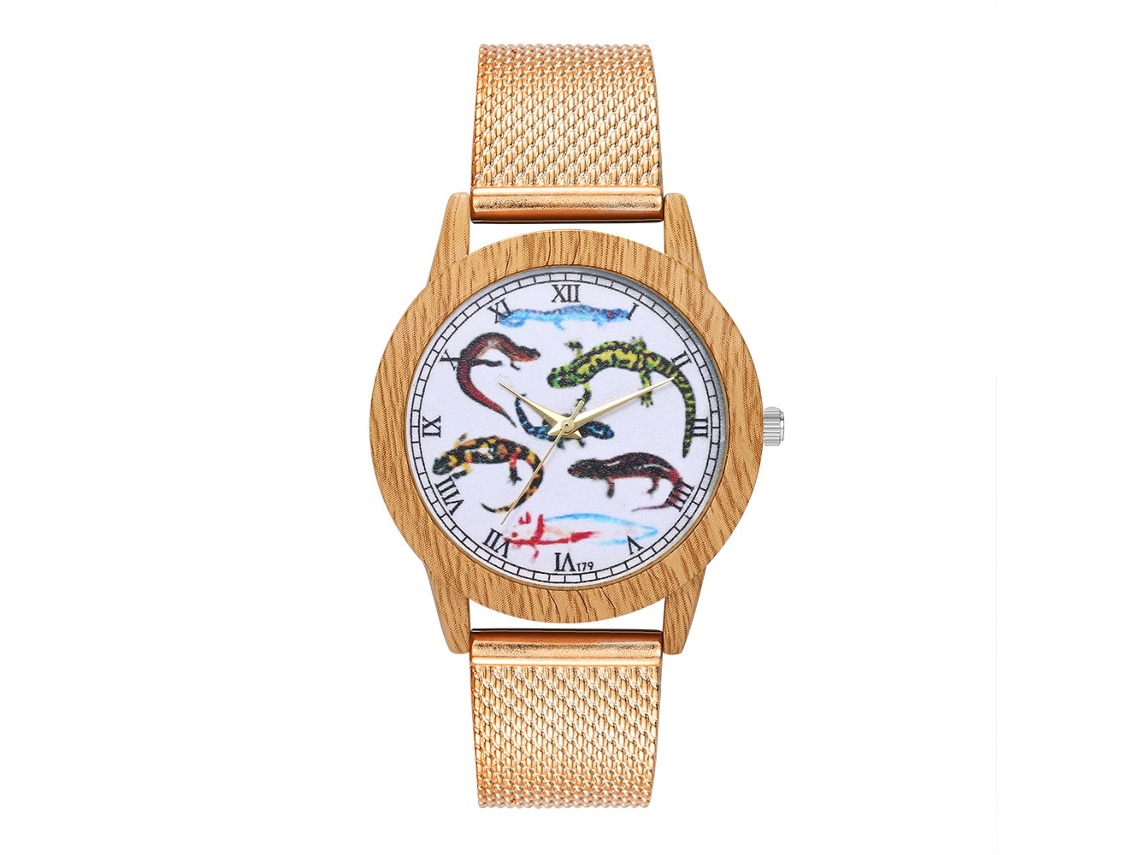 Reloj De Pulsera Analógico De Cuarzo Unisex Informal Zhoulianfa Con Correa De Malla, Oro Rosa.