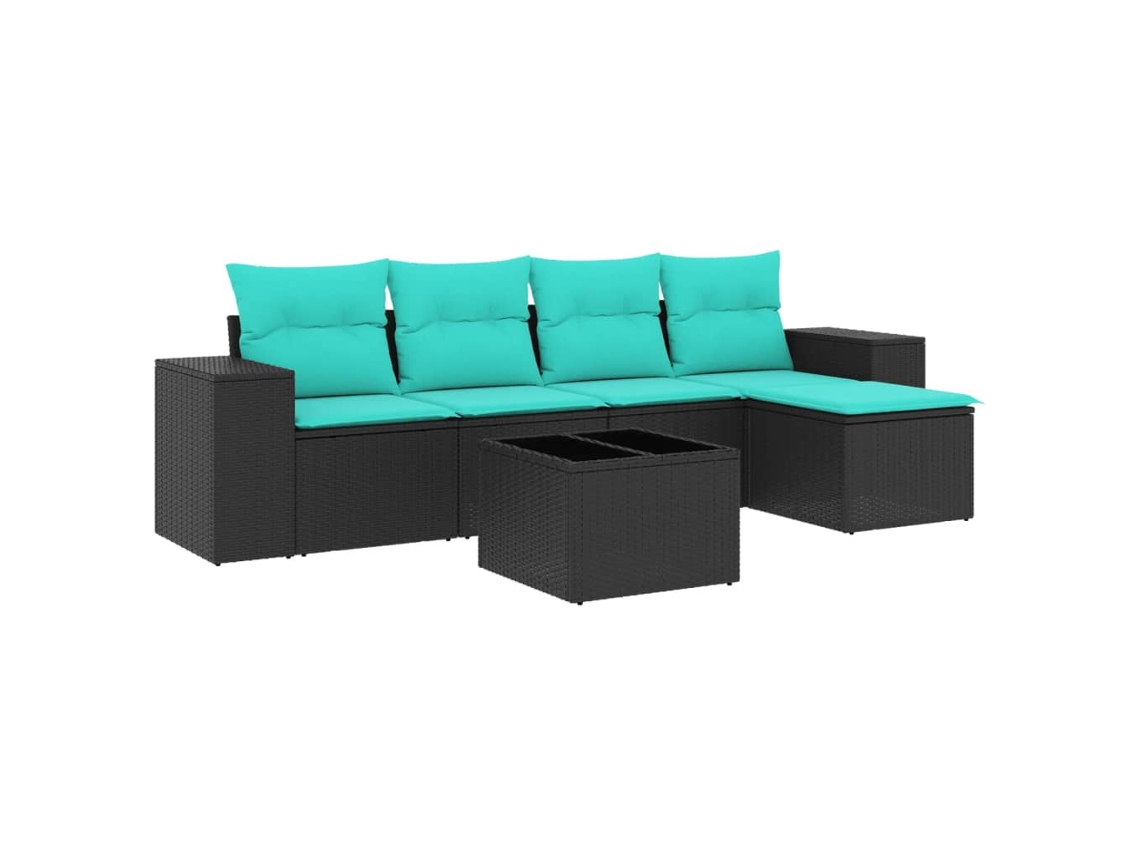 Maison Exclusive - Conjunto De Sofá De Jardín De 6 Piezas Con Cojines, De Poliratán Negro