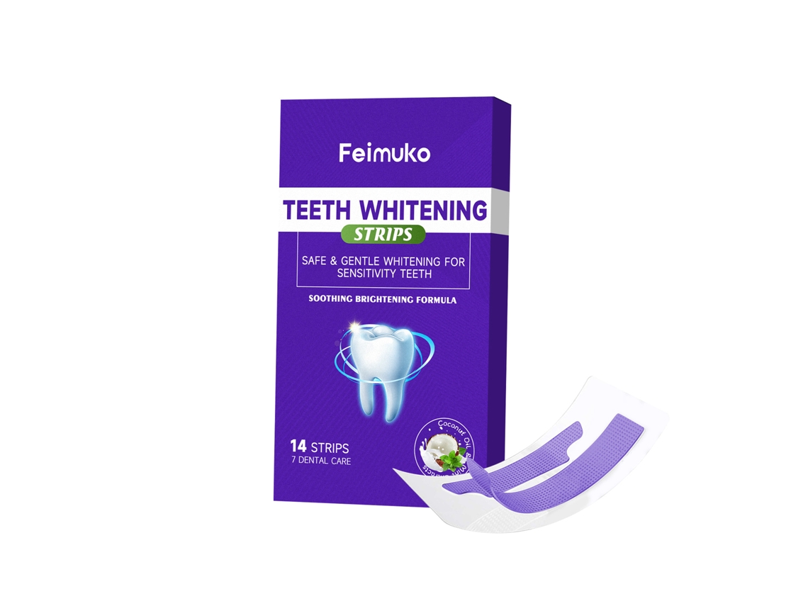Tiras blanqueadoras de dientes con eliminación de manchas moradas