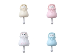 Ganchos Adhesivos Infantiles Con Diseño De Gatito Cartoon, 4 Pack Para Hogar Y Oficina
