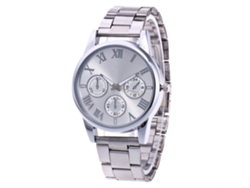 Reloj De Cuarzo Unisex Con Correa De Acero Dial Romanos Zhoulianfa Plata