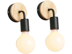 Aplique De Pared Led Negro E27 De Madera (bombilla No Incluida), Aplique De Pasillo Ajustable Para El Hogar, Sala De Estar, Bar, Hotel.