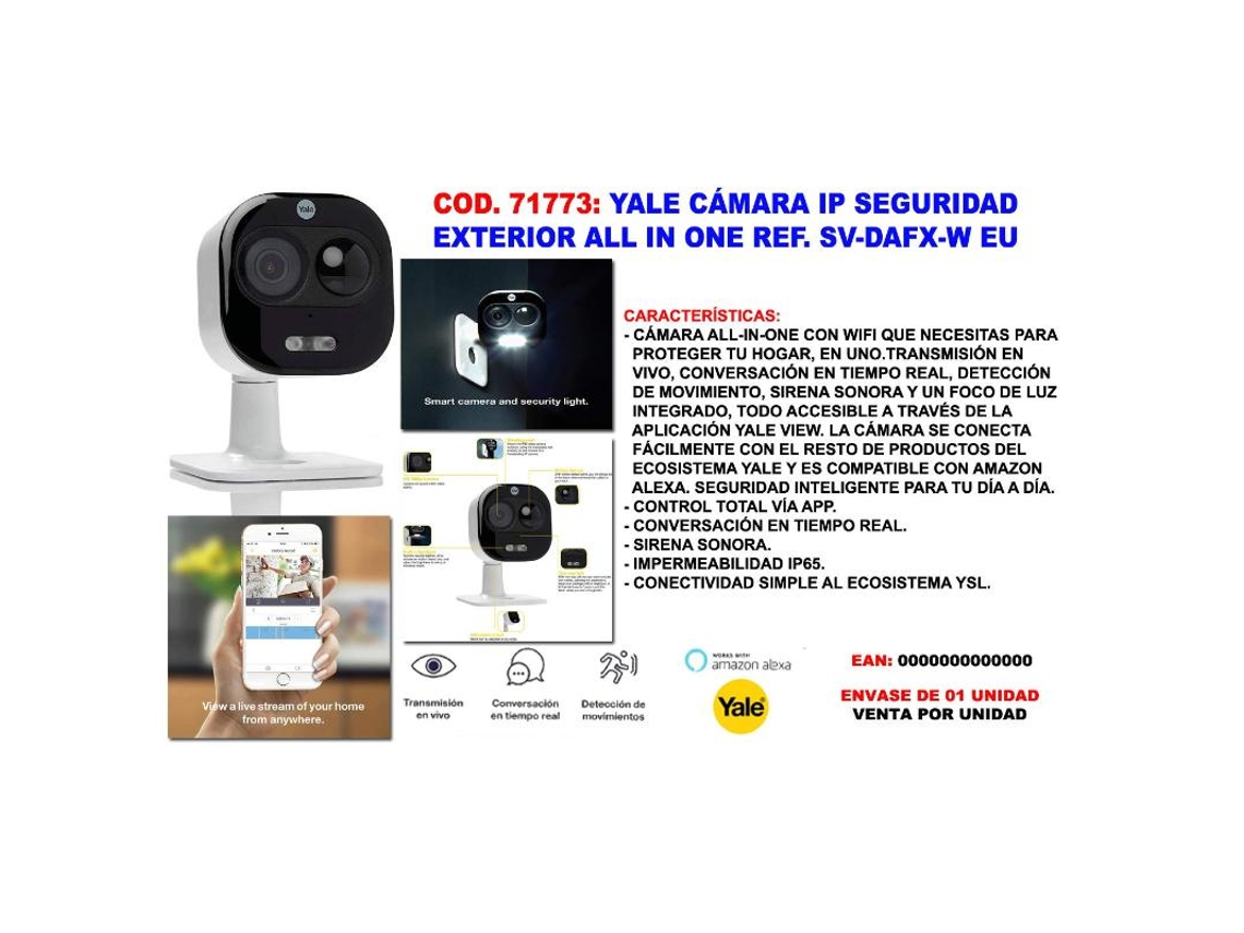 Yale camara ip seguridad exterior all in one sv-dafx-w eu