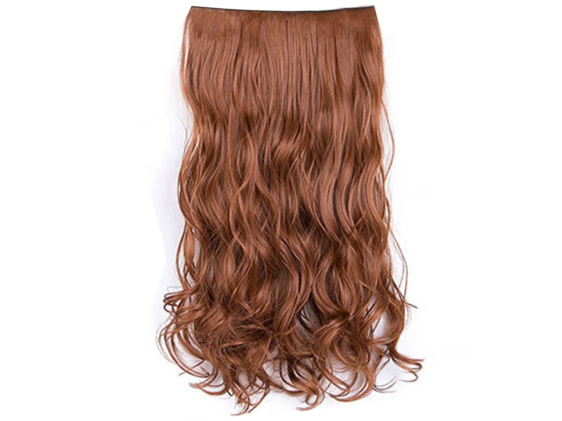 Extensión De Pelo Ondulado Rizado Mate Sintético 23.6 Pulgadas Con 6 Clips, Parche De Pelo Para Mujer Marrón Dorado