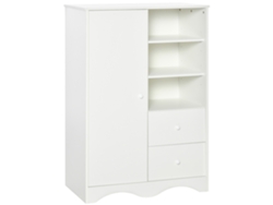 Armario Con Puerta Y 5 Estantes, 3 Nichos, 2 Cajones, Mueble De Almacenamiento Blanco Para Dormitorio, Sala De Estar U Oficina.