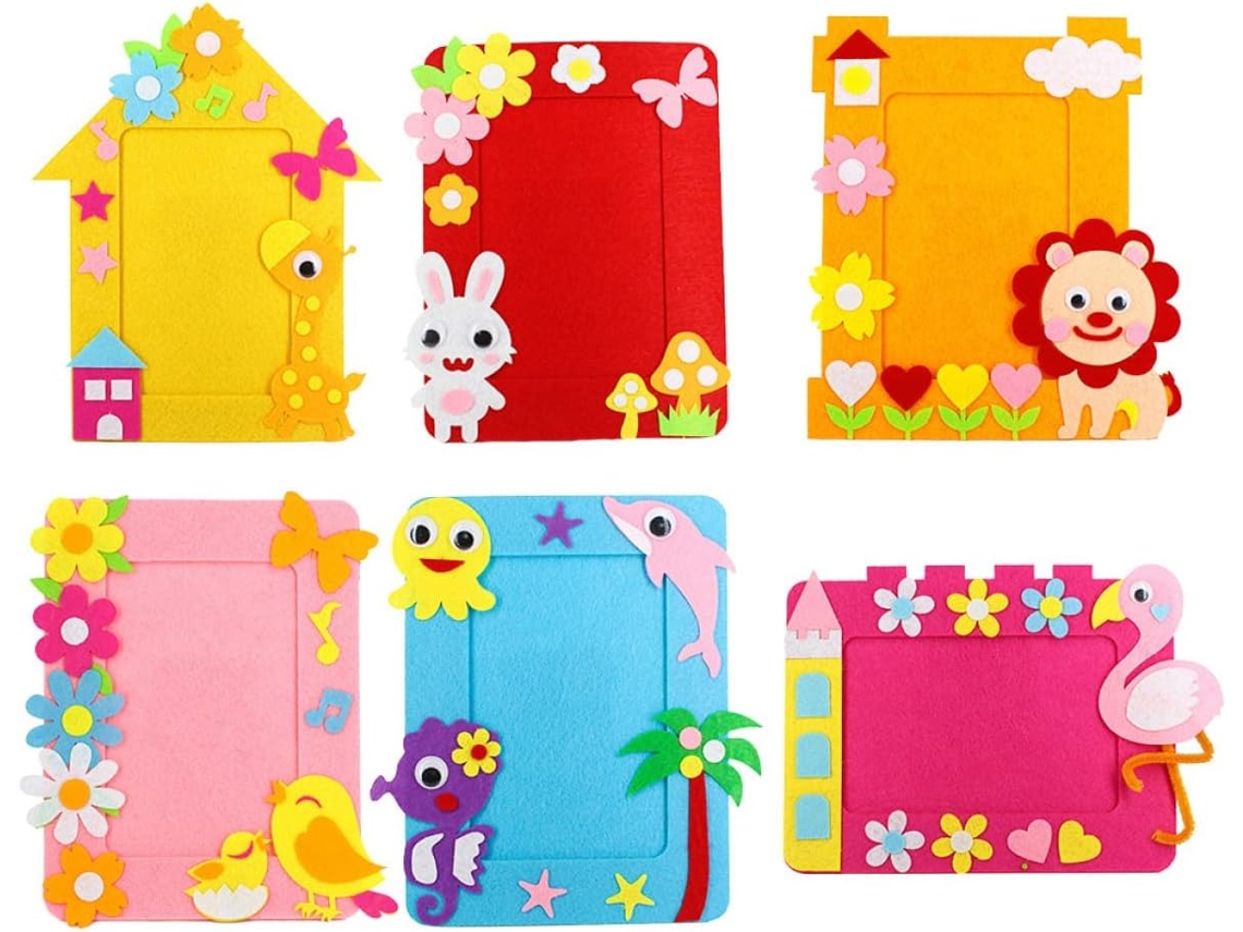 Juego 6 Marcos Fotos Tejida Portafotos Niños Niñas Diseñados Decoración Paredes Espacios Escolares Tela No