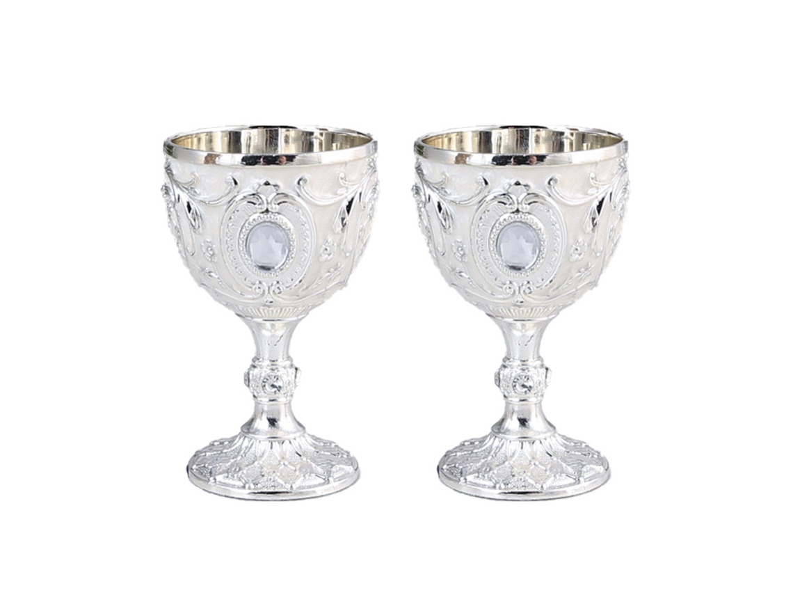 (plata Blanca/caja De 2 Piezas) Copas De Vino Con Tallo, Pequeñas Copas De Vino Para Banquetes, Té Y Agua.