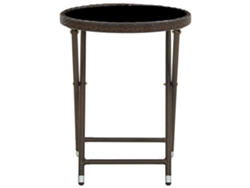 Mesa de centro de mimbre de 60 cm y cristal templado marrón Wsd633385 Lovely Home