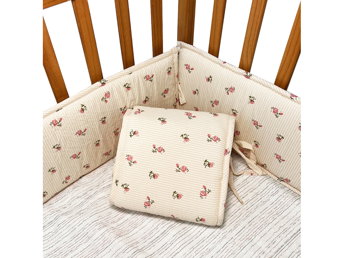 Juego De Protectores De Cuna Panoona 4 Piezas (2 X 132 Cm + 2 X 68,5 Cm) Color Beige