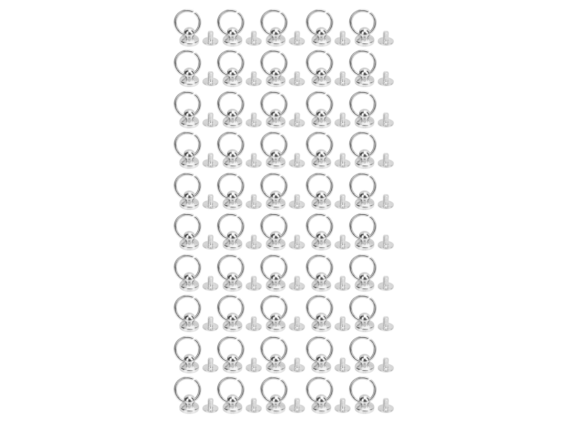 50 Juegos De Remaches De Cabeza Redonda Con Anillo De Tracción Para Funda De Teléfono Móvil Y Cinturón, Color Plata.