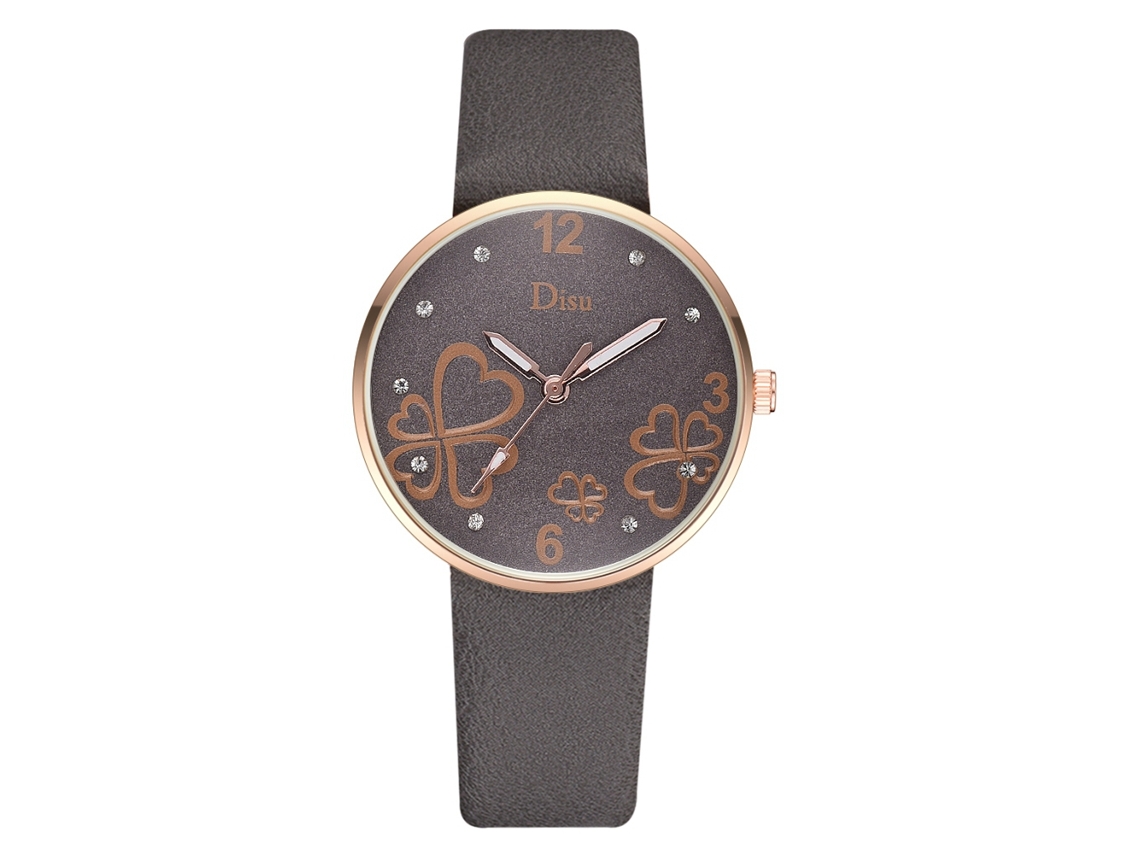 Reloj De Pulsera De Cuarzo Para Mujer Con Correa De Piel Sintética Rosa Para Uso Casual.