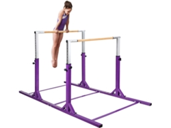 Barra de Gimnasia para Niños 6 a 12 años, Doble Barras, Barra Horizontal Gimnasio Artística con Ancho Ajustable y 11 Alturas COSTWAY