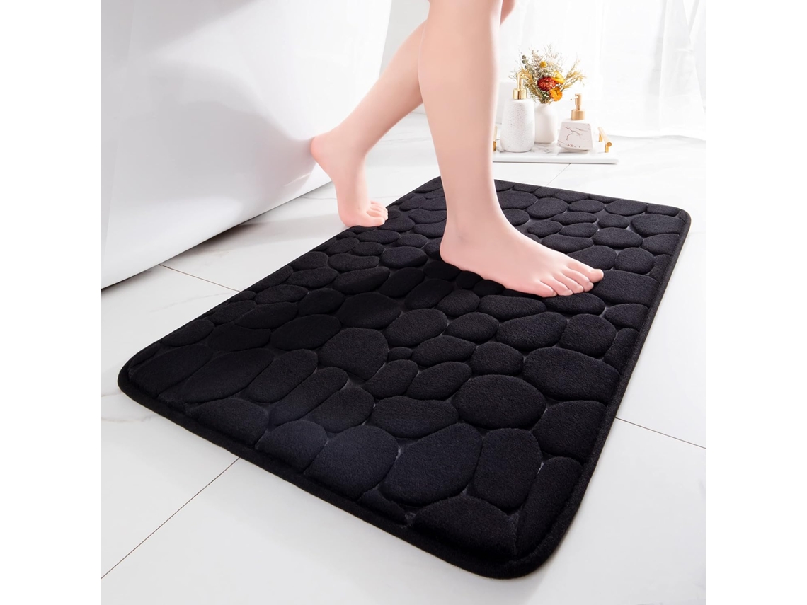 Alfombrilla De Baño - Portátil - Absorbente - Antideslizante - Decorativa - 43x63 Cm, Negra