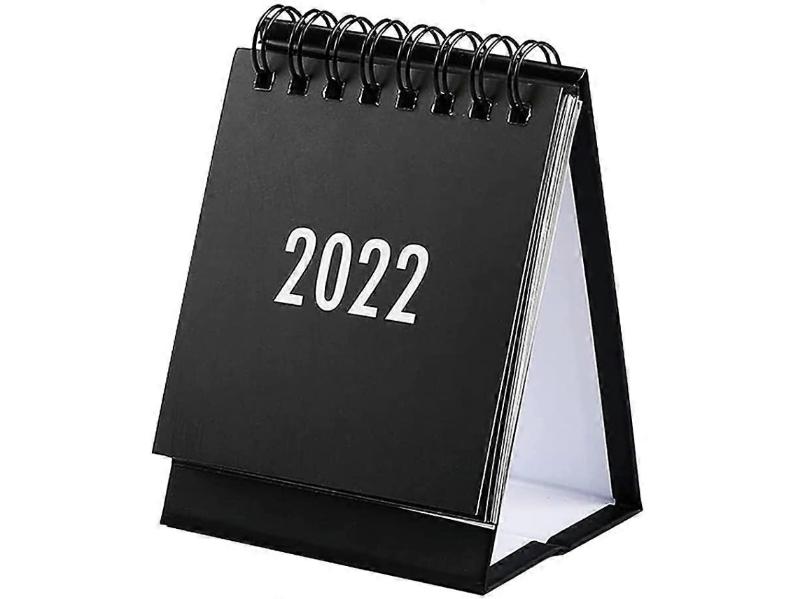 Calendario de escritorio 2024, mini, encuadernado en anillas, metálico, portátil.
